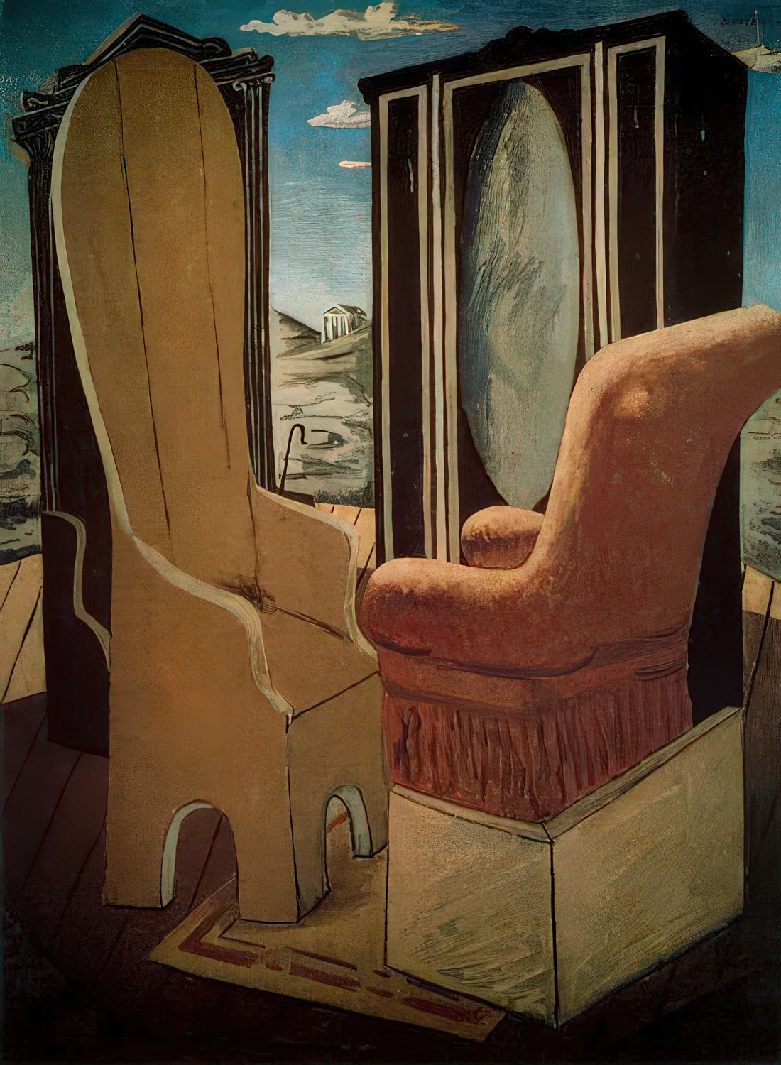 Giorgio de Chirico's The Philosopher's Conquest: A Masterpiece of Metaphysical Art - FURNITURE IN THE VALLEY by Giorgio de Chirico
