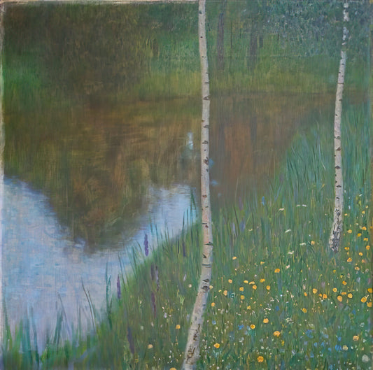 Gustav Klimt Framed Art Print: A Collector's Guide to Golden Elegance - LAKESIDE WITH BIRCH TREES 1901 by Gustav Klimt