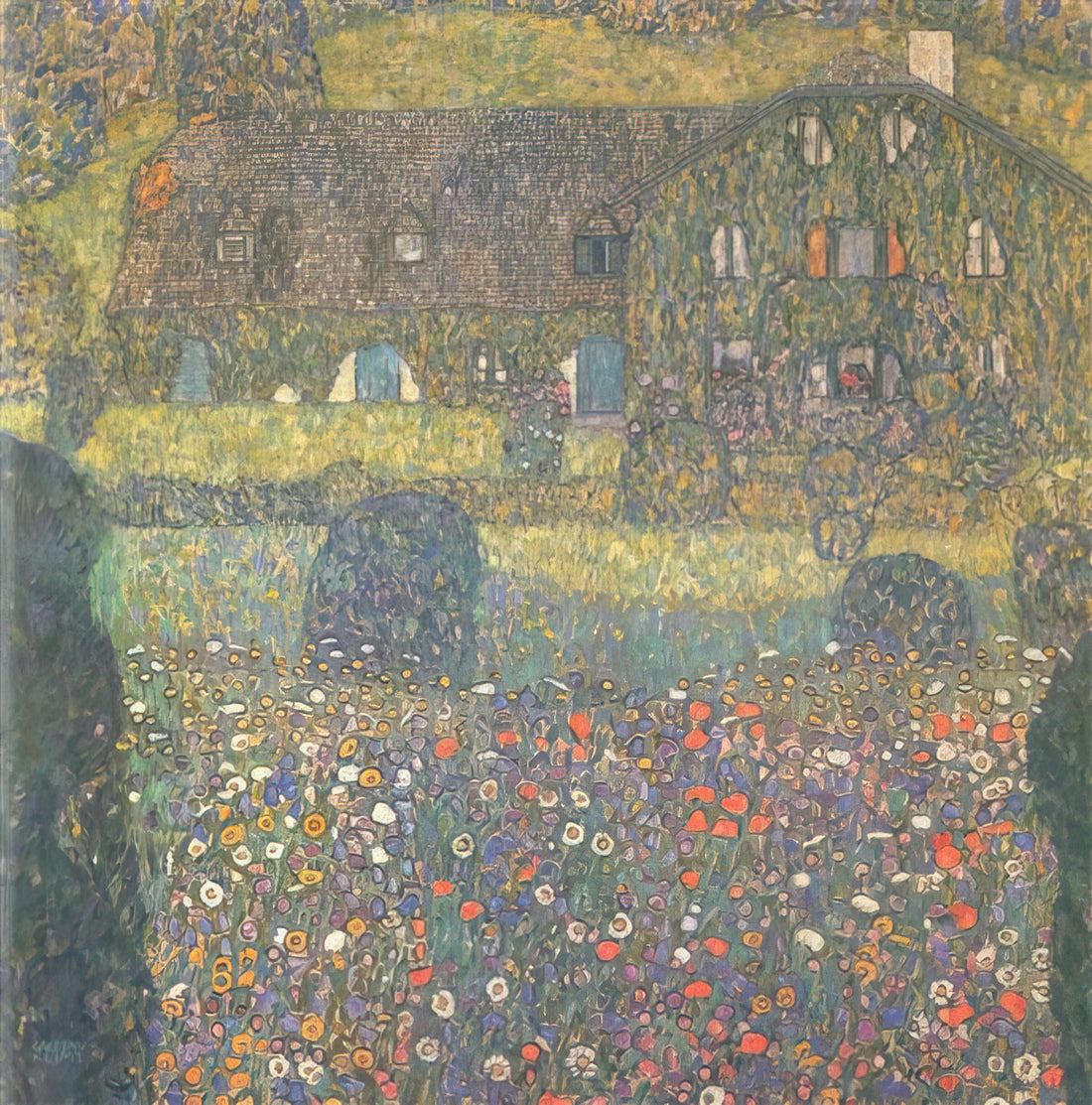 Gustav Klimt The Virgin Print: A Masterpiece of Symbolism and Sensuality - COUNTRY HOUSE BY THE ATTERSEE by Gustav Klimt