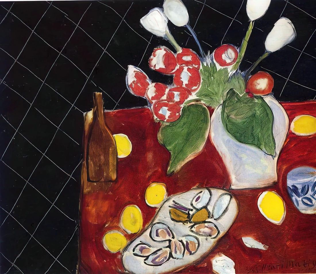 Henri Matisse Poster Prints: A Collector's Guide to Modern Masterpieces - TULIPS AND OYSTERS ON A BLACK BACKGROUND 1943 by Henri Matisse