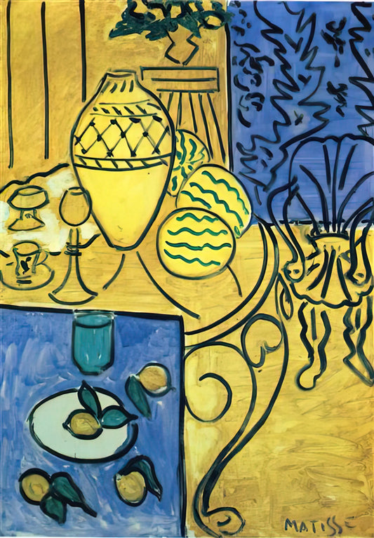 Henri Matisse and Jewish Themes: Exploring the Artist's Connection and Artistic Legacy - INTERIOR IN YELLOW 1946 by Henri Matisse