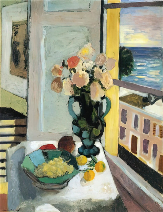 Henri Matisse: The Master of Color, Form, and Modern Art - FLOWERS IN FRONT OF A WINDOW 1922 by Henri Matisse