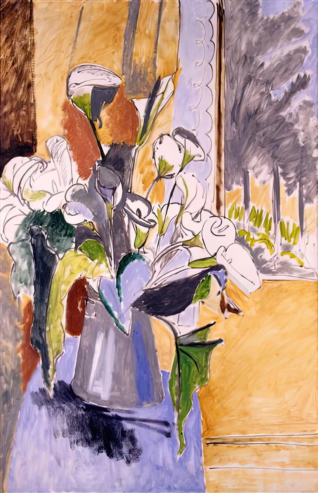 Henri Matisse's Le Luxe II: A Masterpiece of Fauvist Color and Modernist Form - BOUQUET OF FLOWERS ON A VERANDA 1912 by Henri Matisse