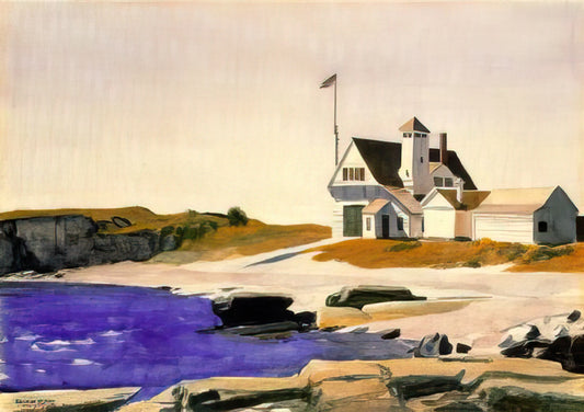 Hopper Wenders: The Cinematic Eye in Edward Hopper's Paintings - Coast Guard Station, Two Lights, Maine by Edward Hopper