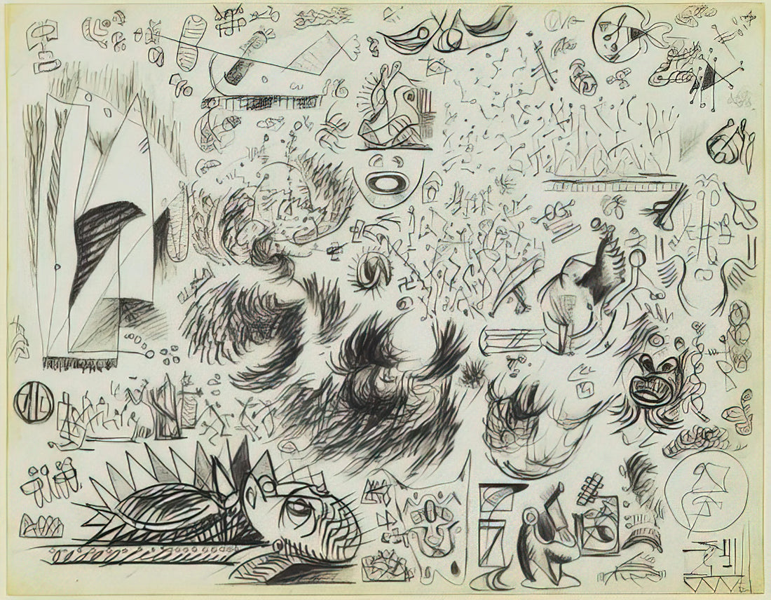 Jackson Pollock's Painting for Peggy Guggenheim: A Pivotal Moment in Modern Art - SHEET OF STUDIES 1941 by Jackson Pollock