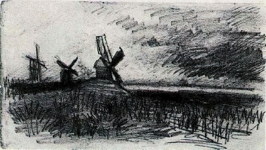 Japanese Prints: The Collection of Vincent van Gogh and Its Transformative Influence - Windmills at Montmartre by Vincent van Gogh