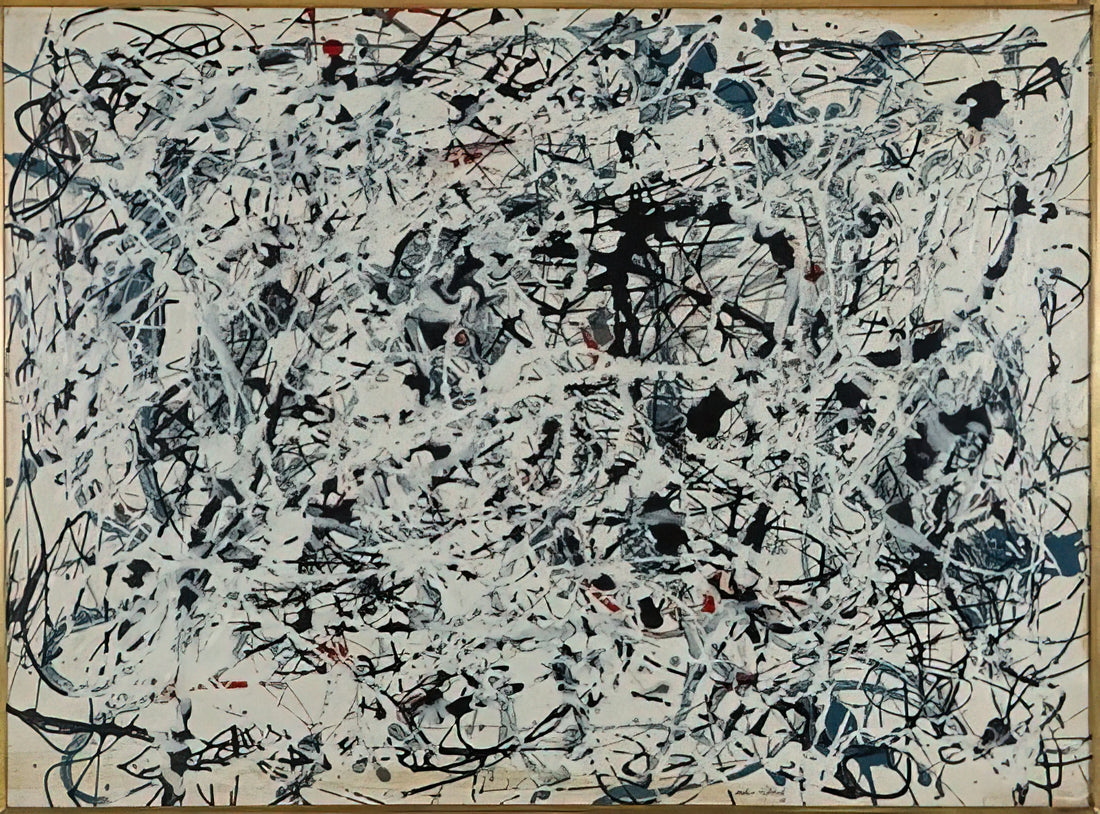 Jason Pollack: The Contemporary Artist Redefining Abstract Expressionism - COMPOSITION WHITE BLACK BLUE AND RED ON WHITE 1948 by Jackson Pollock