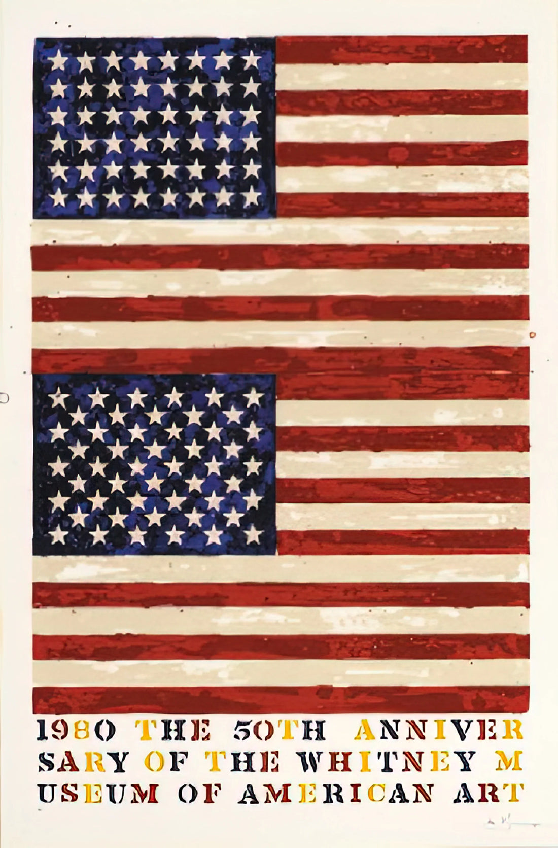 Jasper Johns at the Museum of Modern Art: A Definitive Guide to His Iconic Prints and Legacy - TWO FLAGS WHITNEY ANNIVERSARY ULAE 207 1980 by Jasper Johns