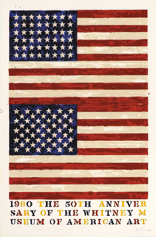 Jasper Johns at the Museum of Modern Art: A Definitive Guide to His Iconic Prints and Legacy - TWO FLAGS WHITNEY ANNIVERSARY ULAE 207 1980 by Jasper Johns