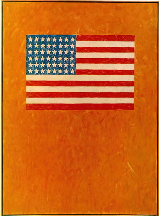 Jasper Johns: Decoding the Master of American Art and His Enduring Legacy - FLAG ON ORANGE FIELD 1957 by Jasper Johns