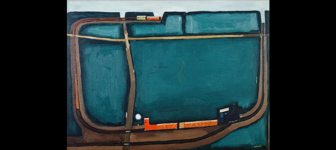 Jerzy Nowosielski Prints: Exploring the Spiritual Geometry of a Polish Master - NARROW GAUGE RAILWAY IN THE MOUNTAINS 1963 by Jerzy Nowosielski