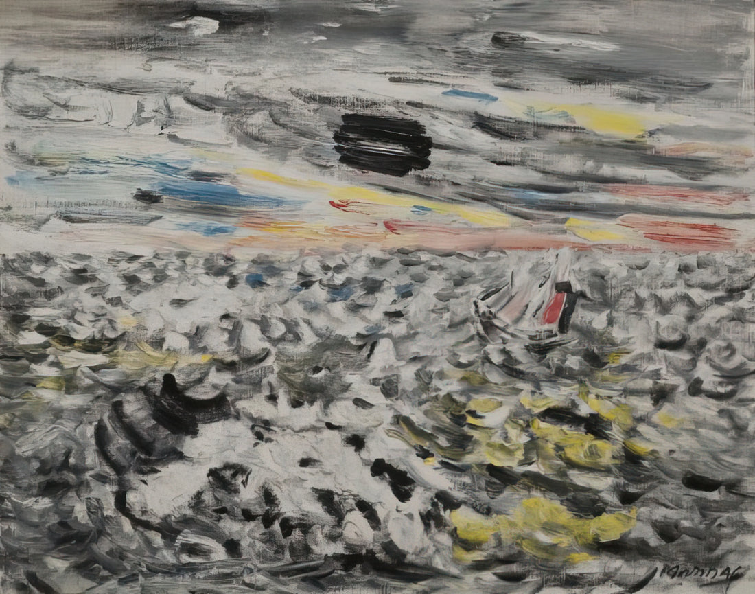 John Marin Etching: The Dynamic Modernist's Printmaking Mastery - Movement in Greys and Yellows - 1946 by John Marin