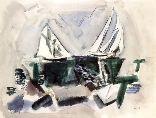 John Marin Prints: Capturing the American Landscape Through Modernist Watercolor - Schooner Yachts, Deer Isle, Maine - 1928 by John Marin