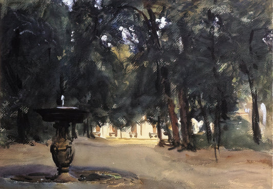 John Singer Sargent Portrait Drawing: Mastery of Character and Line - Villa Torlonia Fountain by John Singer Sargent