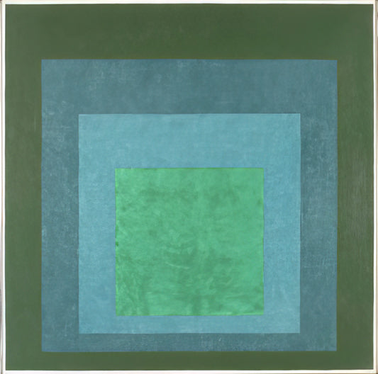 Josef Albers' Midnight and Noon: A Masterclass in Color Interaction and Geometric Abstraction - STUDY FOR HOMAGE TO THE SQUARE TERRASSED FOLIAGE 1960 by Josef Albers