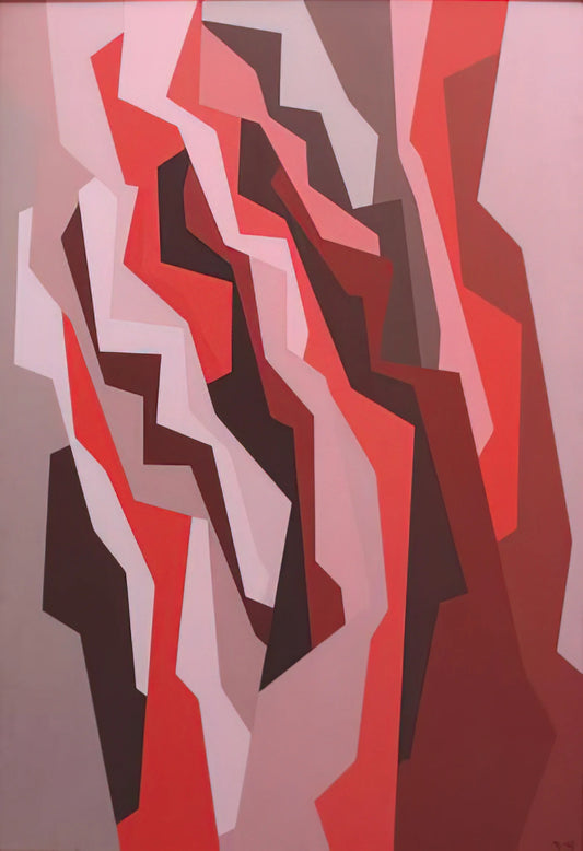 Karl Stanley Benjamin: The Master of Hard-Edge Color and Geometric Abstraction - Orange, Red, Umber - 1958 by Karl Benjamin