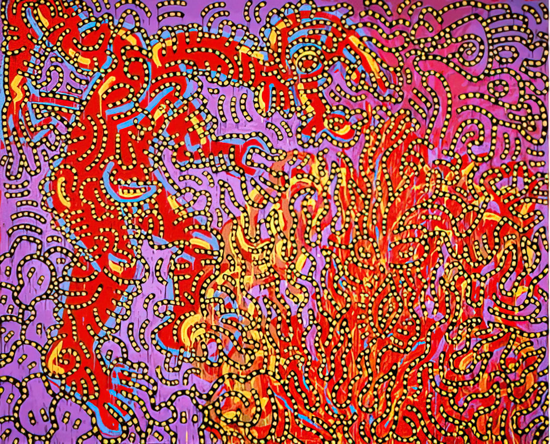 Keith Haring Art Poster: The Enduring Legacy of a Pop Art Icon - MOSES AND THE BURNING BUSH 1985 by Keith Haring