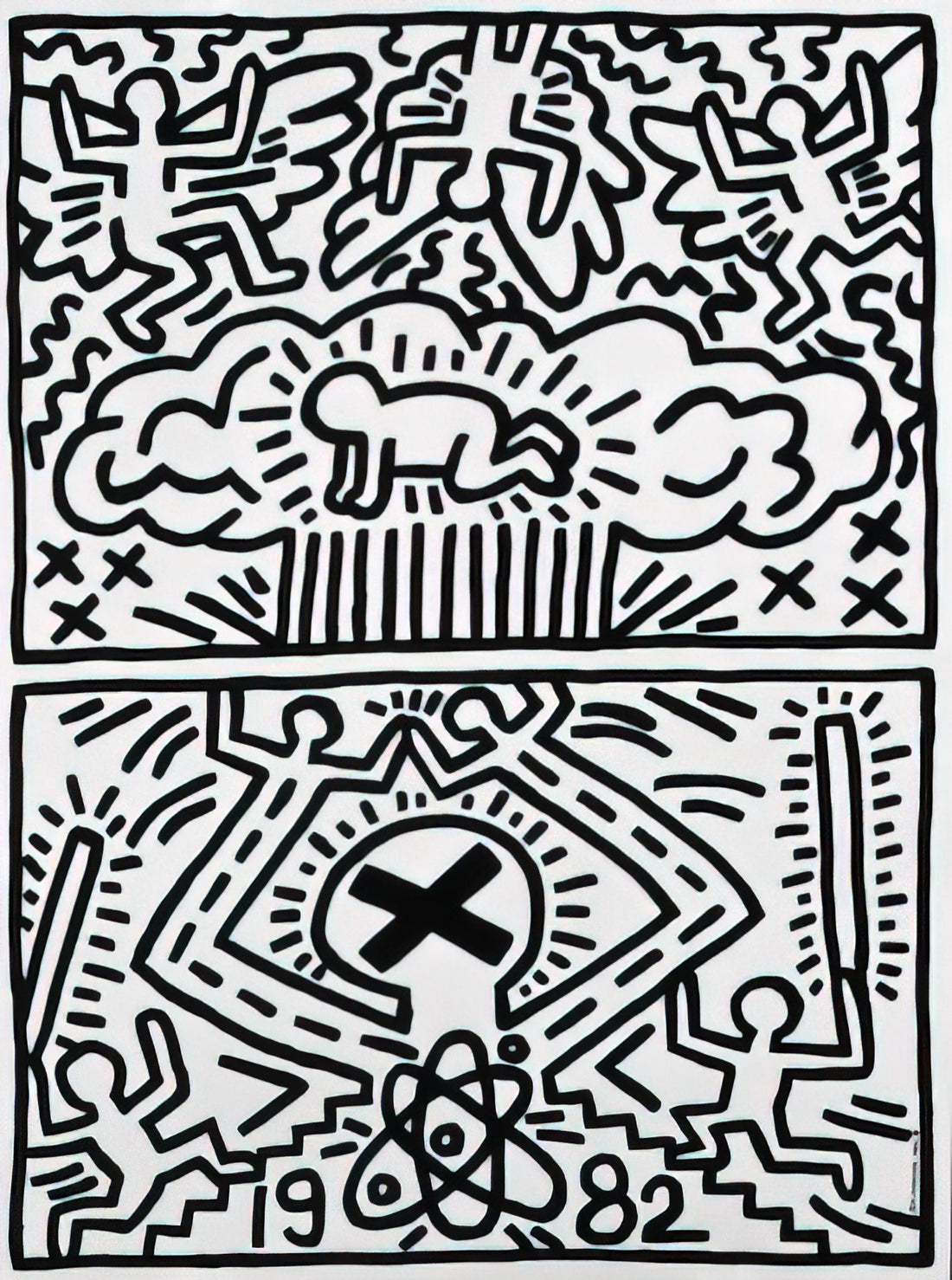 Keith Haring Limited Edition Prints for Sale: A Collector's Guide to Authenticity and Value - ANTI NUCLEAR RALLY 1982 by Keith Haring
