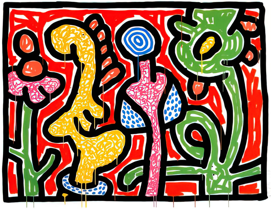 Keith Haring Shop: Finding Authentic Art Prints from the Pop Art Icon - FLOWERS IV 1990 by Keith Haring