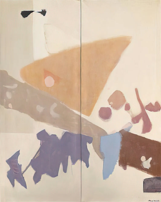 Kenzo Okada Prints: The Elegant Synthesis of East and West in Abstract Art - Screen I diptych - 1955 by Kenzo Okada
