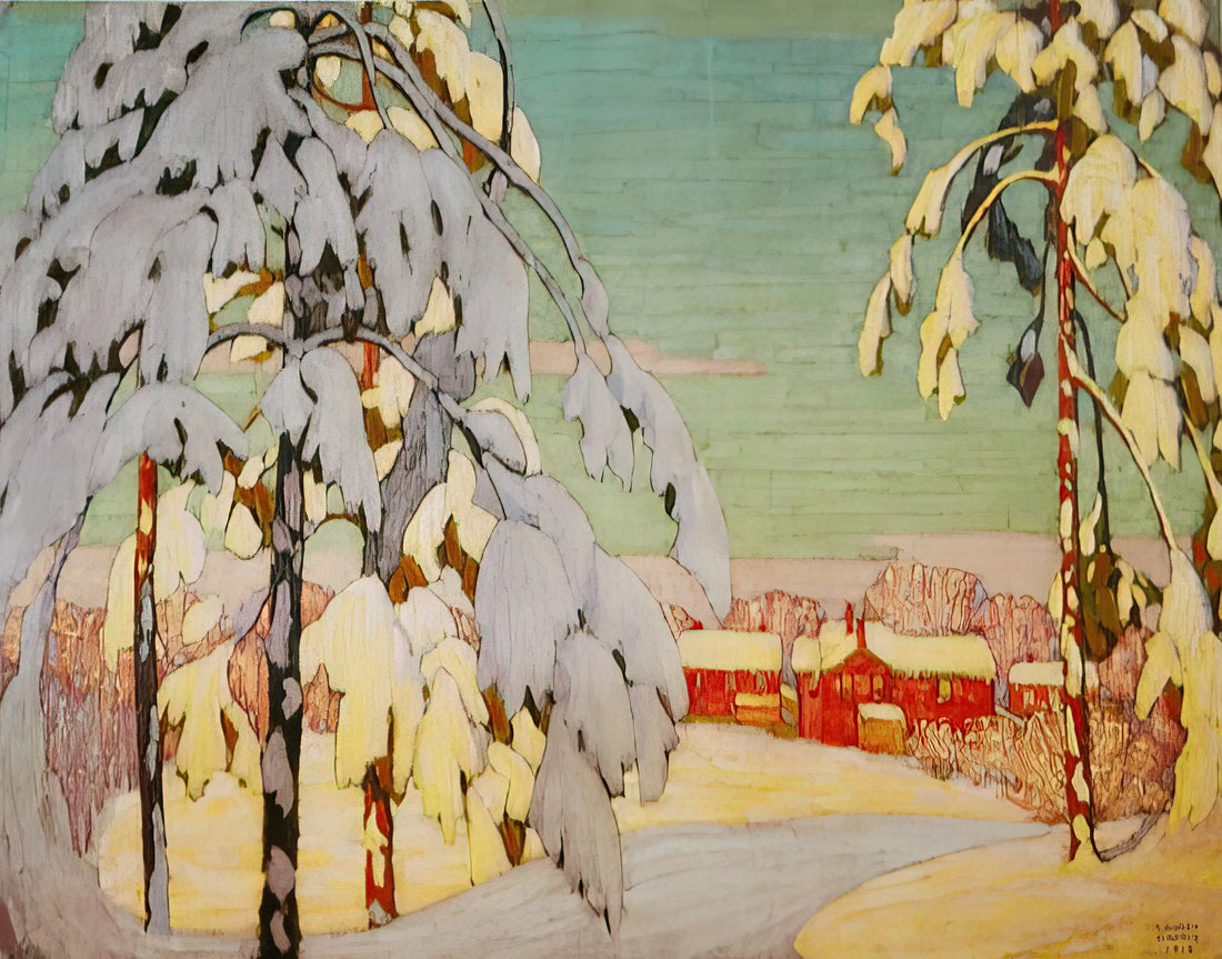 Lawren Harris Famous Paintings: The Iconic Works That Defined Canadian Modernism - Winter Landscape with Pink House - 1918 by Lawren Harris