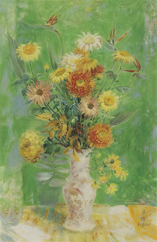 Le Pho Artist Prices: Understanding the Market for a Vietnamese Master - Chrysanthemums and Sunflowers - Post-Impressionism by Le Pho