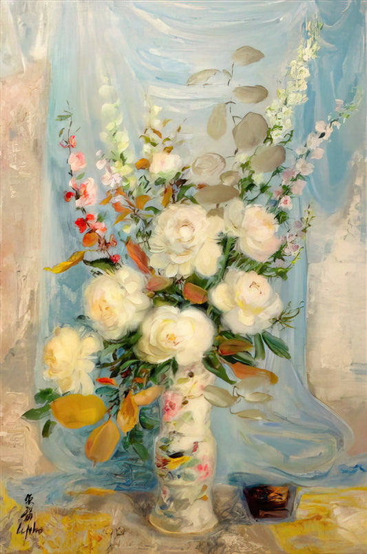 Le Pho: The Vietnamese Artist Who Bridged Eastern Tradition and Western Modernism - Les Pivones Blanches - Post-Impressionism by Le Pho