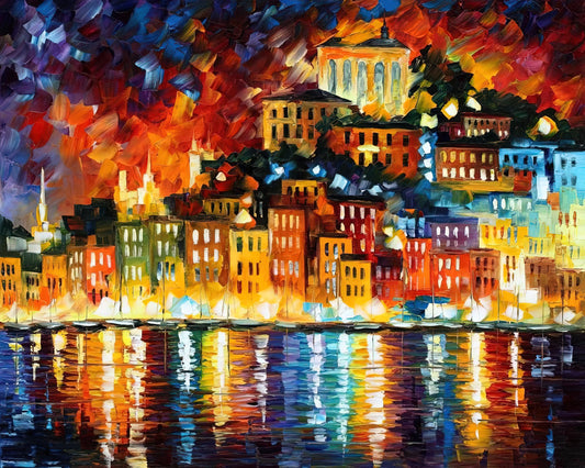 Leonid Afremov's Benches: A Journey Through Color, Light, and Emotional Resonance - Leonid Afremov by Leonid Afremov