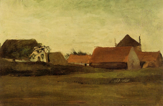 Les Alyscamps Van Gogh: The Arlesian Necropolis Through the Eyes of a Genius - Farmhouses in Loosduinen near The Hague at Twilight by Vincent van Gogh