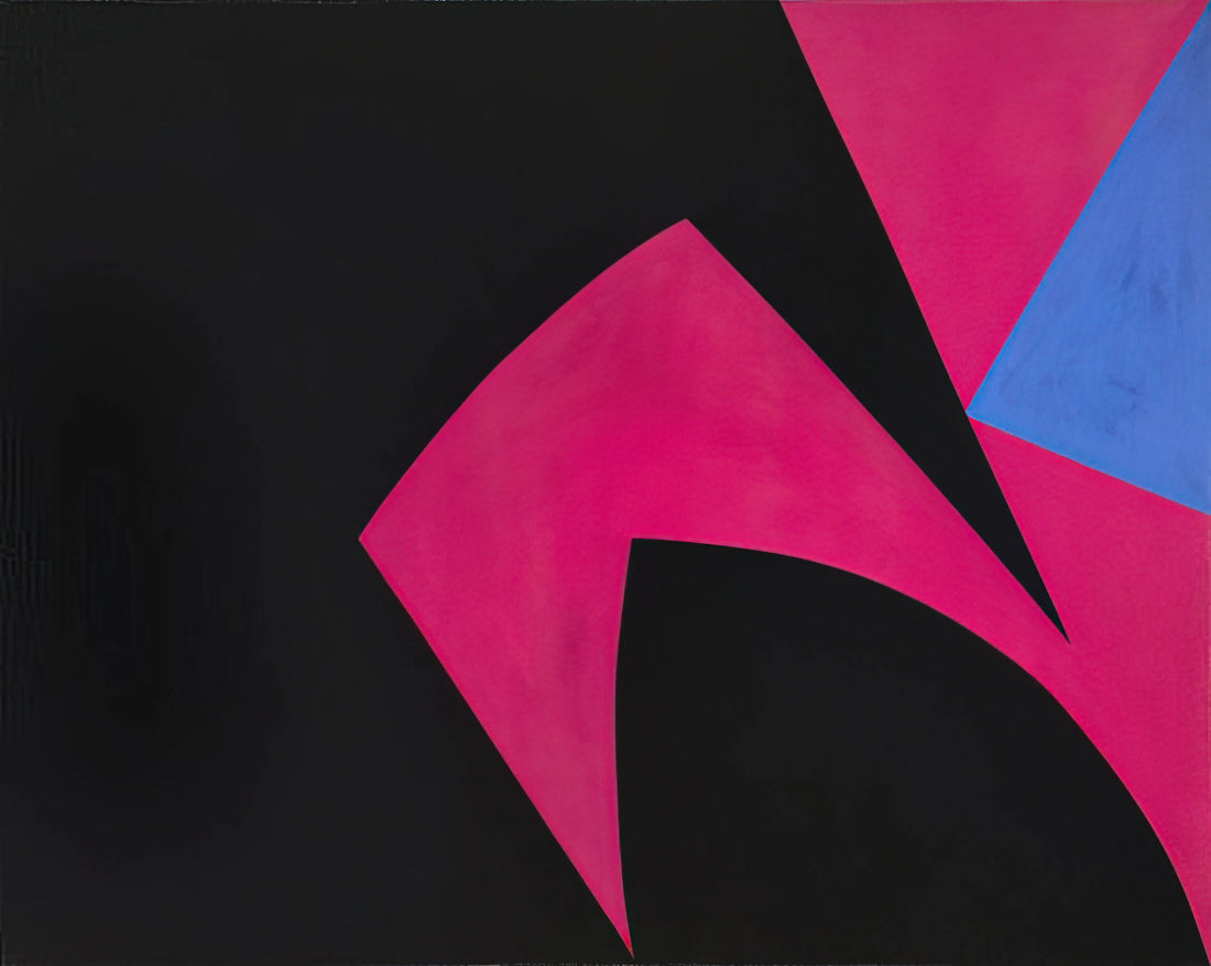 Lorser Feitelson Framed Canvas Print: A Collector's Guide to Hard-Edge Abstraction - Magical Space Forms Black, Fuchsia - 1951 by Lorser Feitelson