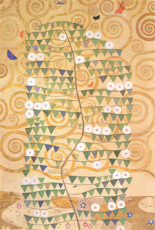 Lumières Klimt: The Golden Radiance and Symbolic Light in Gustav Klimt's Masterpieces - CARTOON FOR THE FRIEZE OF THE VILLA STOCLET IN BRUSSELS RIGHT PART OF THE TREE OF LIFE 1909 by Gustav Klimt