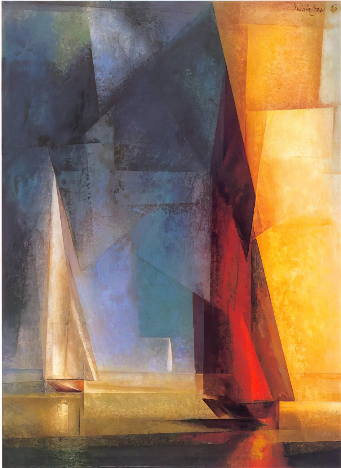 Lyonel Feininger 1871-1956: The Visionary of Cubist Modernism and Bauhaus Legacy - STILLER TAG AM MEER III 1929 by Lyonel Feininger