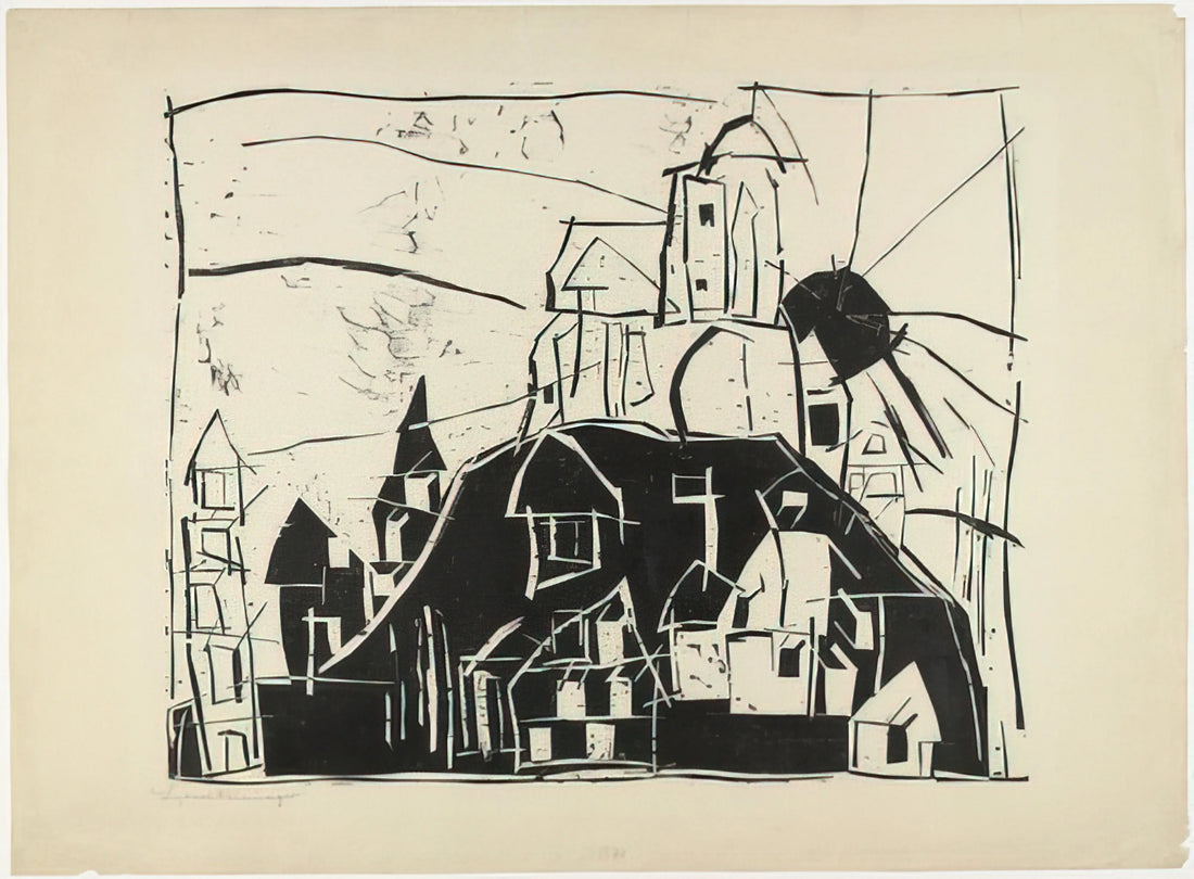 Lyonel Feininger and Clara Fürst: A Bauhaus Partnership in Art and Life - CITY ON THE MOUNTAIN STADT AUF DEM BERGE 1918 by Lyonel Feininger