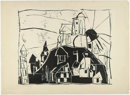 Lyonel Feininger and the Bauhaus: A Visionary's Journey Through Modernist Abstraction - CITY ON THE MOUNTAIN STADT AUF DEM BERGE 1918 by Lyonel Feininger