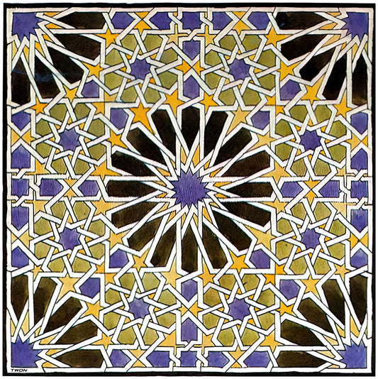 M.C. Escher Reptiles Print: The Endless Metamorphosis of Art and Mathematics - MURAL MOSAIC IN THE ALHAMBRA by MC Escher