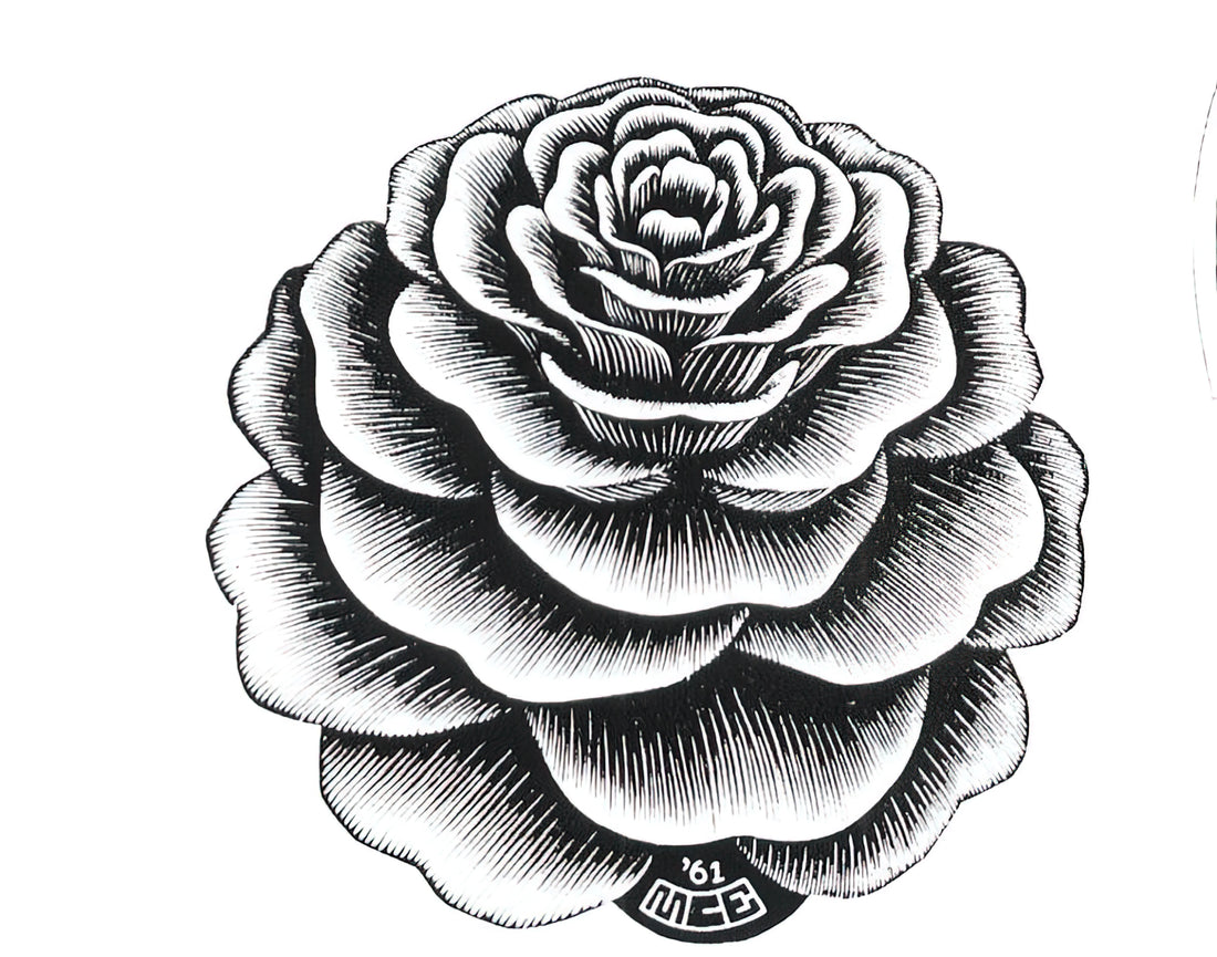 MC Escher Sticker: The Mathematical Art of Optical Illusion in Accessible Form - FLOWER 1 by MC Escher