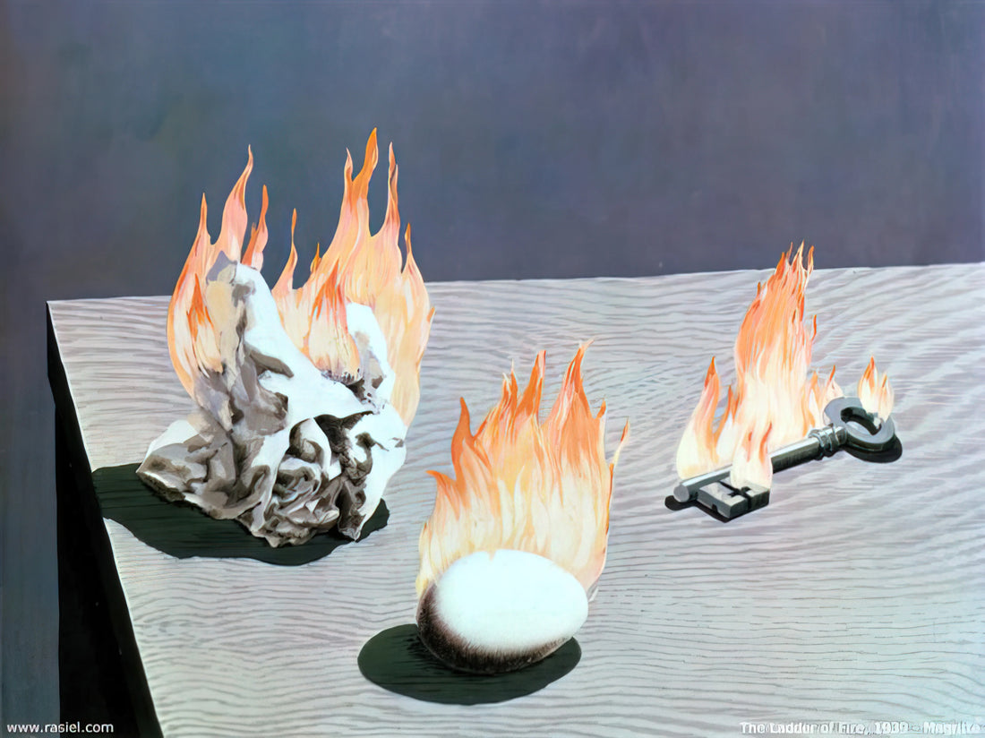 Magritte Canvas Prints: Surrealist Masterpieces for Your Collection - THE LADDER OF FIRE 1939 by Rene Magritte