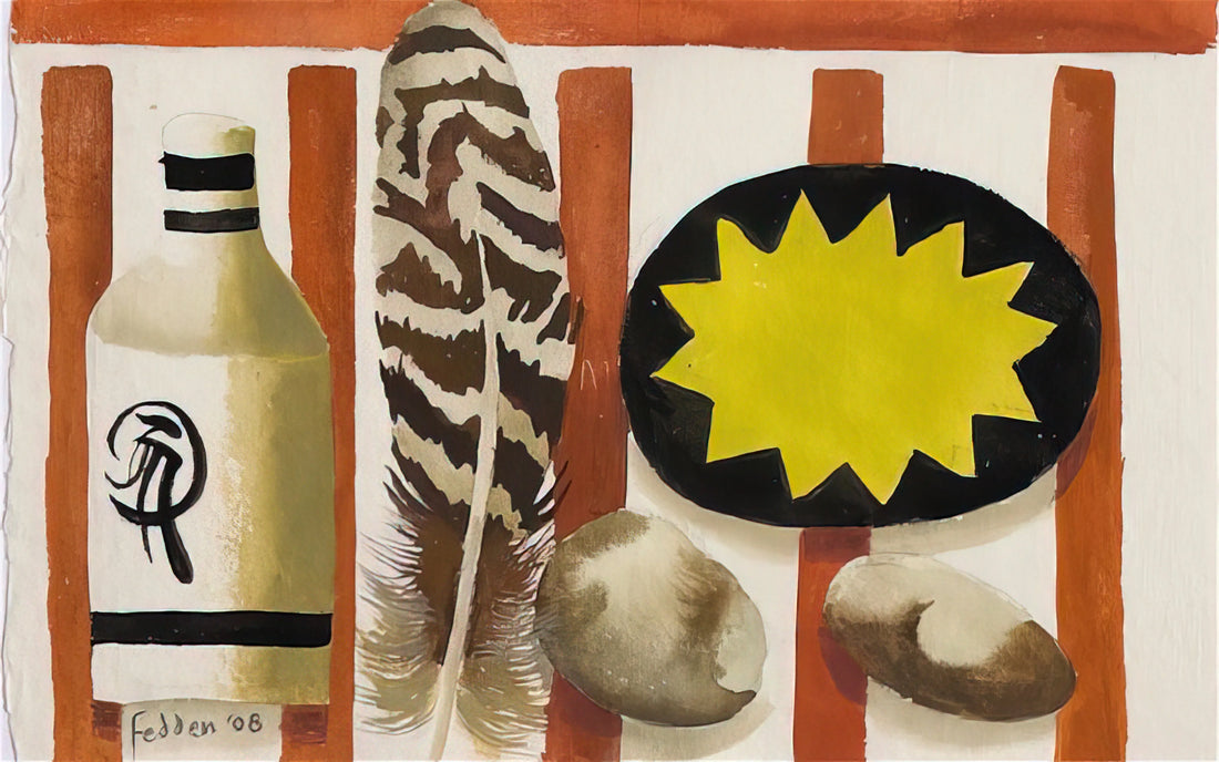 Mary Fedden Christmas Cards: The Joyful Art of a British Modernist - Feather and two stones - 2008 by Mary Fedden