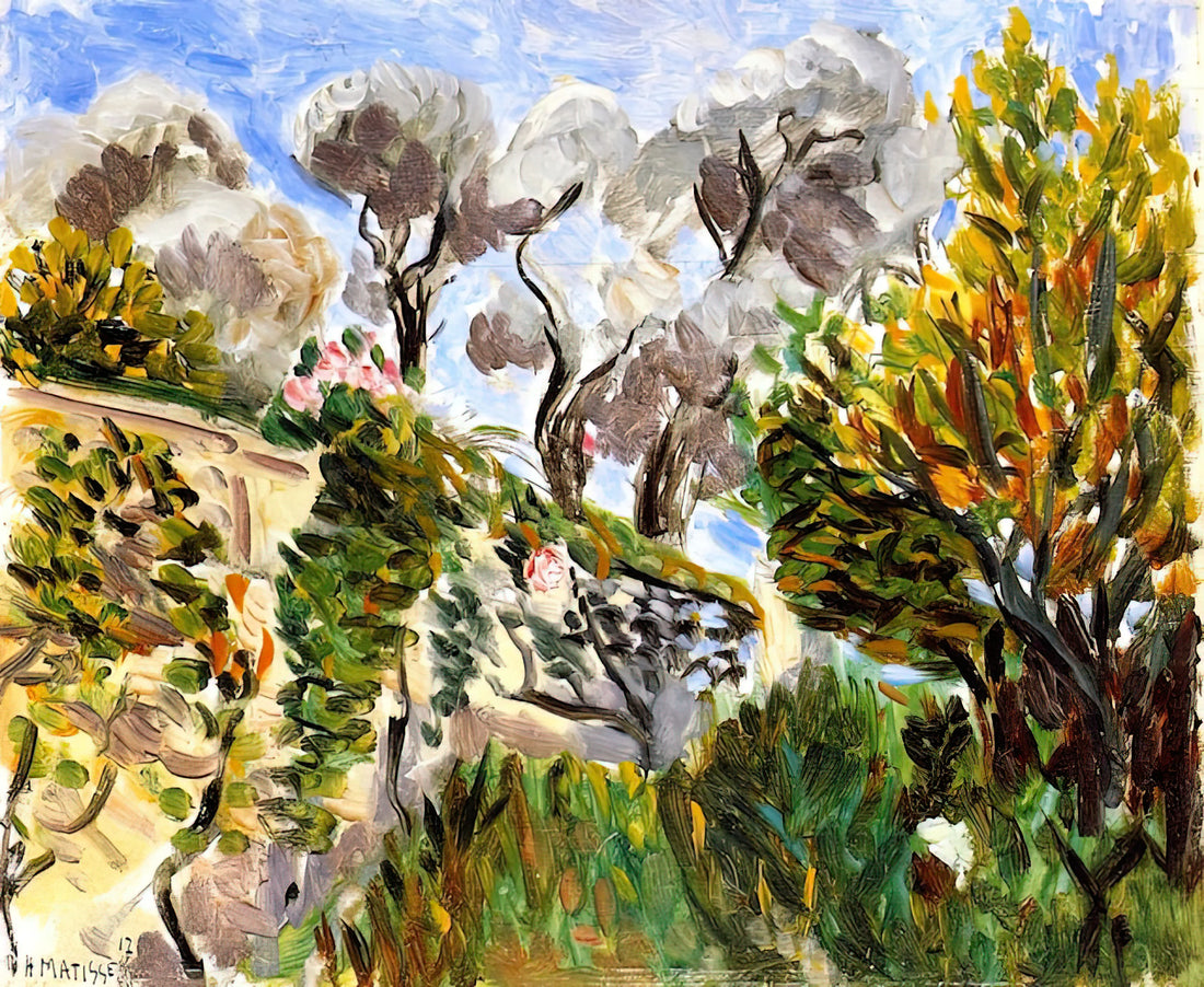Matisse Cutout Pink Poster: The Joyful Revolution of Color and Form - OLIVE TREES RENOIR S GARDEN IN CAGNES 1917 by Henri Matisse