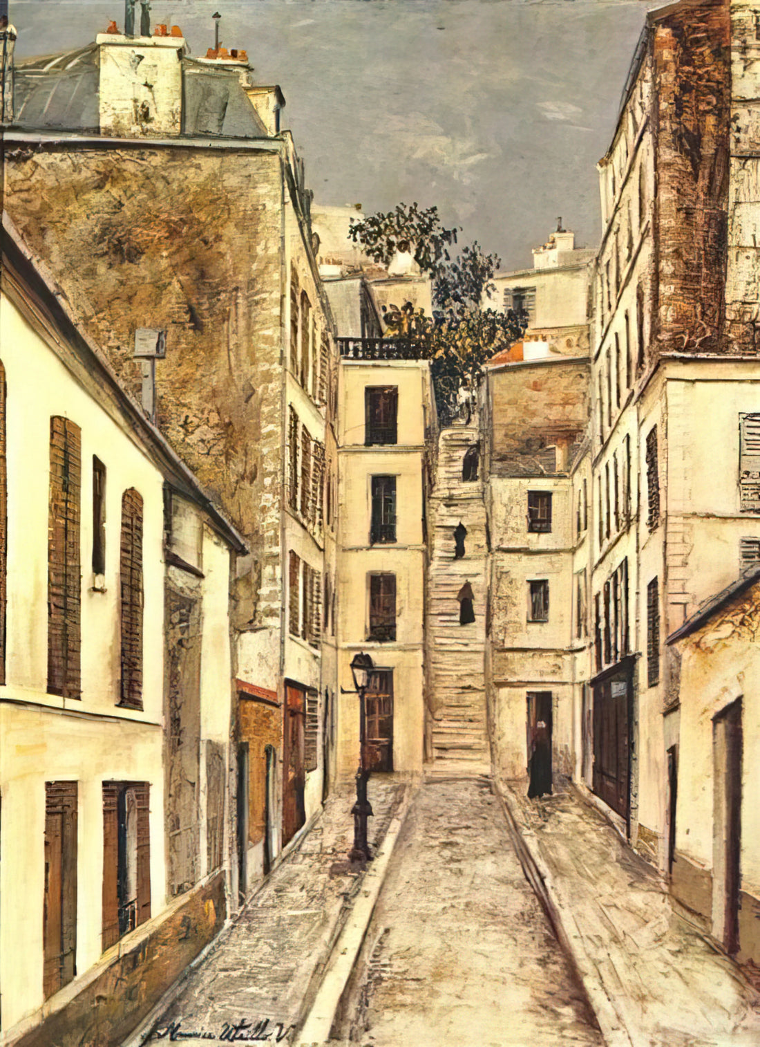 Maurice Utrillo Paintings for Sale: A Collector's Guide to the Artist's Parisian Streets - THE PASSAGE THE DEAD END by Maurice Utrillo