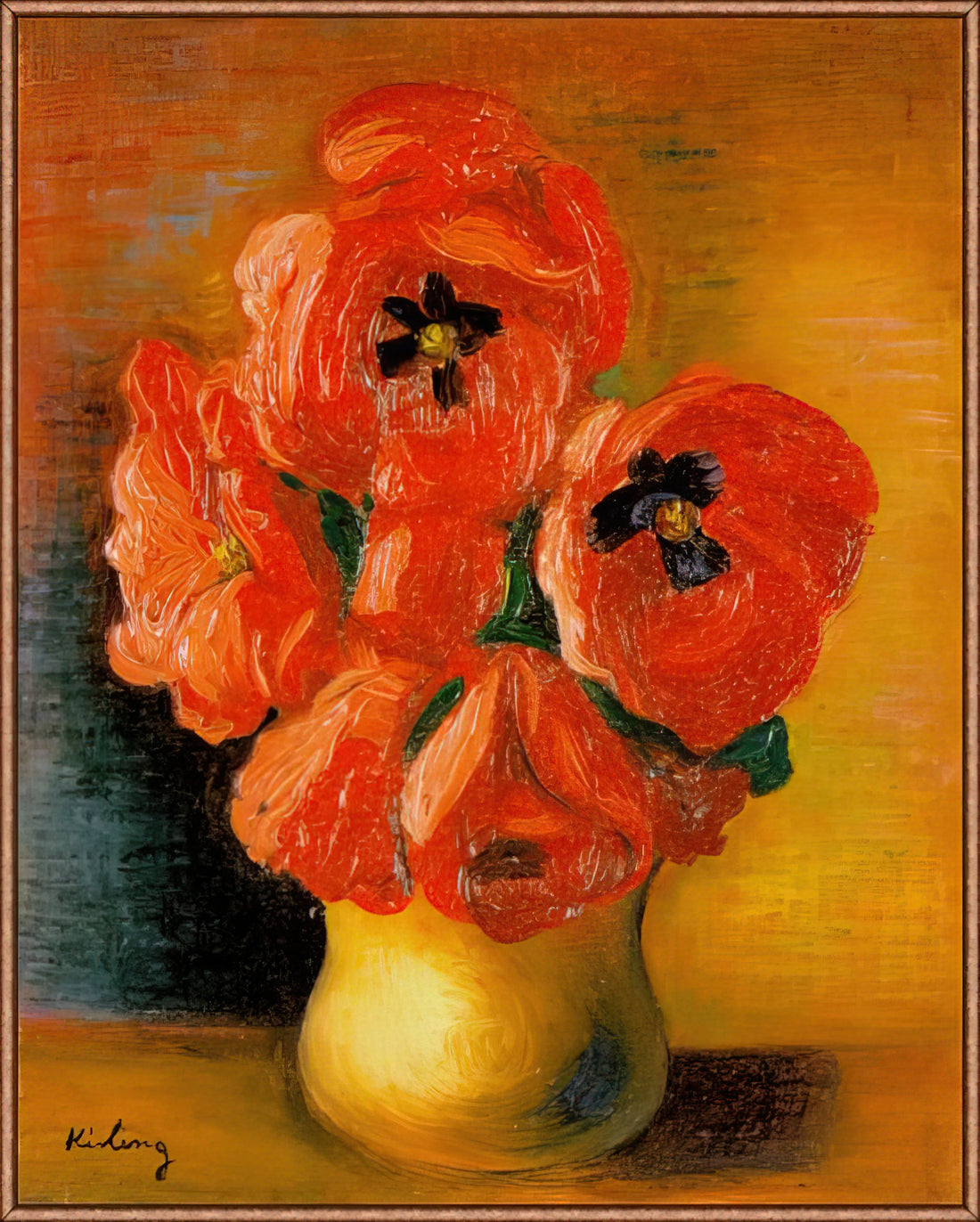Moïse Kisling Mimosas: The École de Paris Master's Golden Floral Elegance - BOUQUET OF PEONIES by Moise Kisling