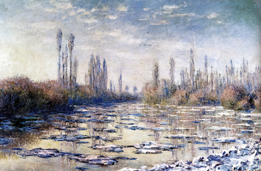 Monet Art Prints: A Curator's Guide to Collecting Impressionist Masterpieces - Floating Ice Near Vetheuil by claude monet