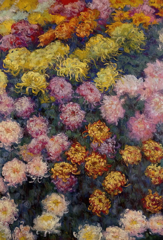 Monet Framed Canvas: Elevating Impressionist Masterpieces for Your Home - Bed of Chrysanthemums by claude monet