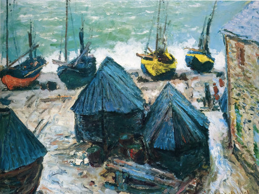 Monet Portrait: Beyond Water Lilies, The Intimate Faces of Impressionism - Boats on the Beach at Etretat by claude monet