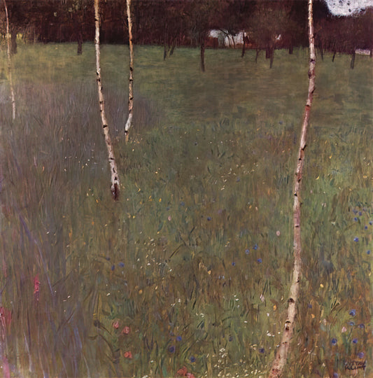 Monet & Klimt: A Comparative Study of Impressionist and Symbolist Masters - FARMHOUSES WITH BIRCH TREES by Gustav Klimt