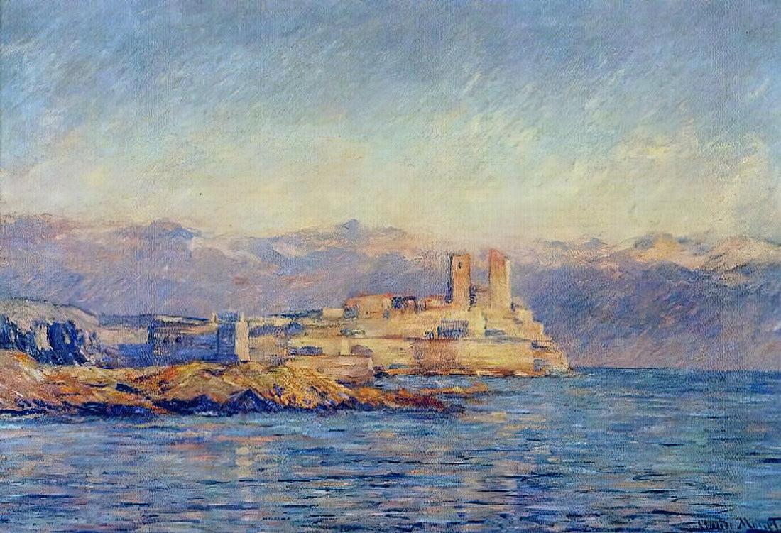 Monet's Vanilla Sky Painting: A Study in Atmospheric Light and Impressionist Mastery - The Castle in Antibes by claude monet