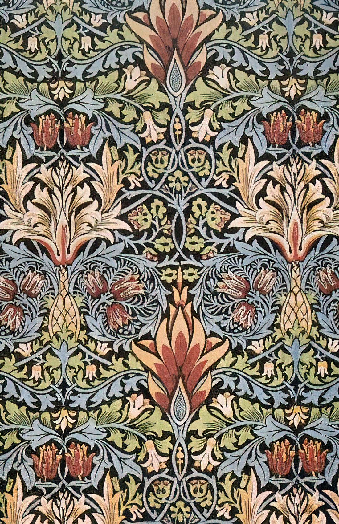 Morris Pomegranate: The Enduring Symbolism of William Morris's Botanical Masterpiece - SNAKESHEAD PRINTED TEXTILE 1876 by William Morris