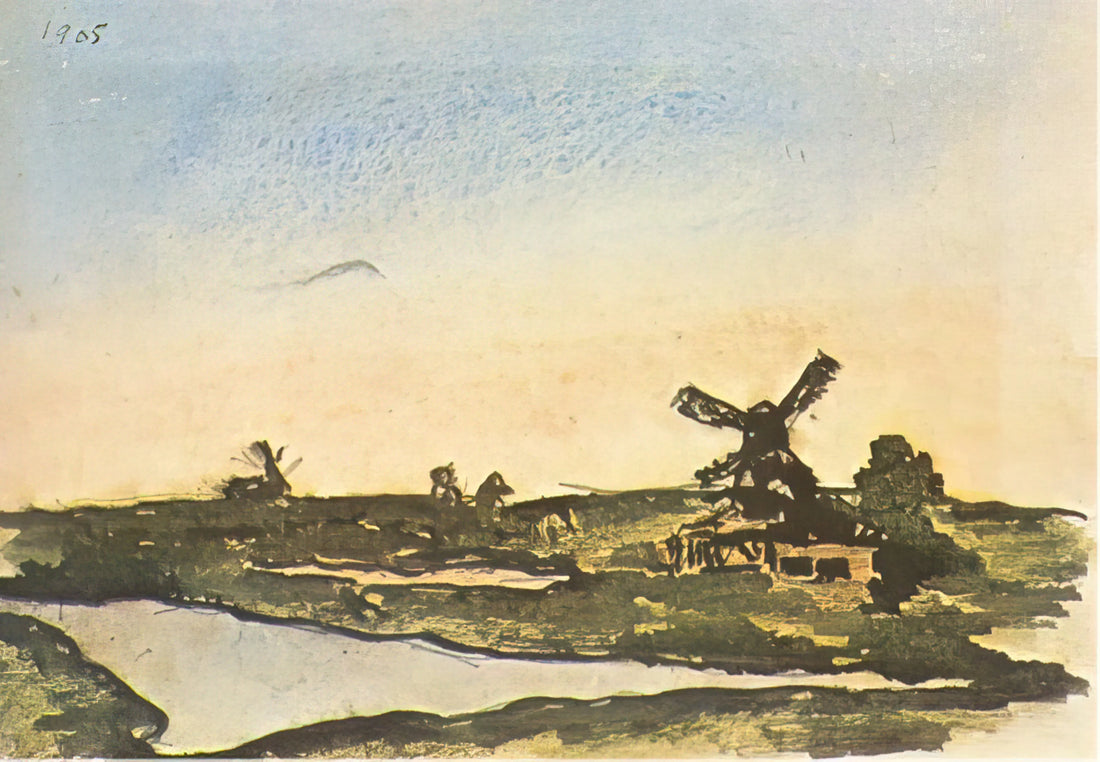 Motherhood in Picasso's Art: A Profound Exploration of Maternal Bonds and Artistic Evolution - Dutch landscape with windmills by Pablo Picasso