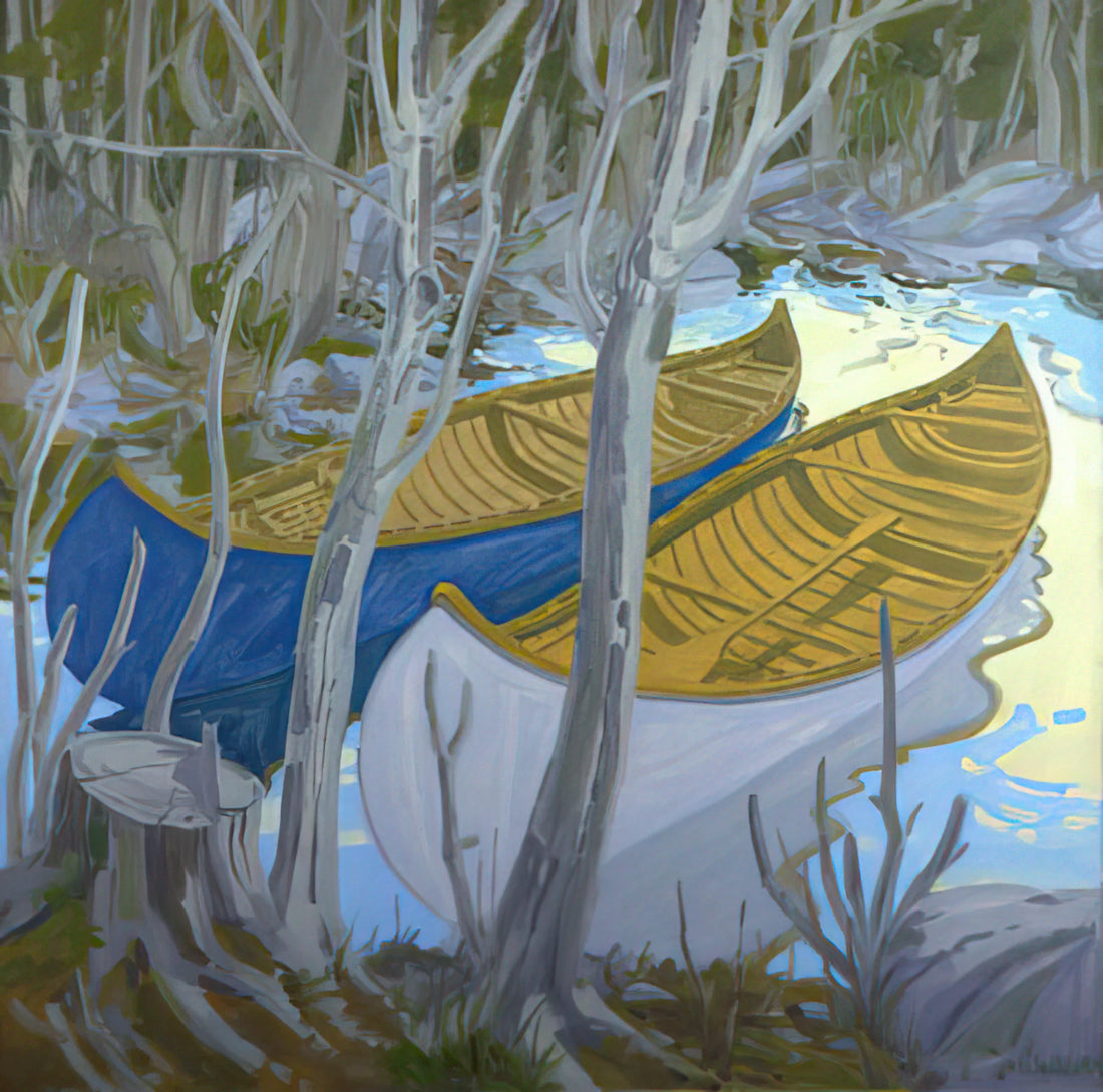 Neil Welliver Images: The American Landscape Painter's Enduring Vision - Two Canoes - Contemporary Realism by Neil Welliver