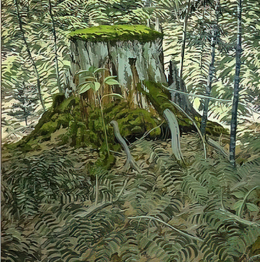 Neil Welliver: The American Landscape Painter Who Redefined Realism - Stump and Ferns - Contemporary Realism by Neil Welliver